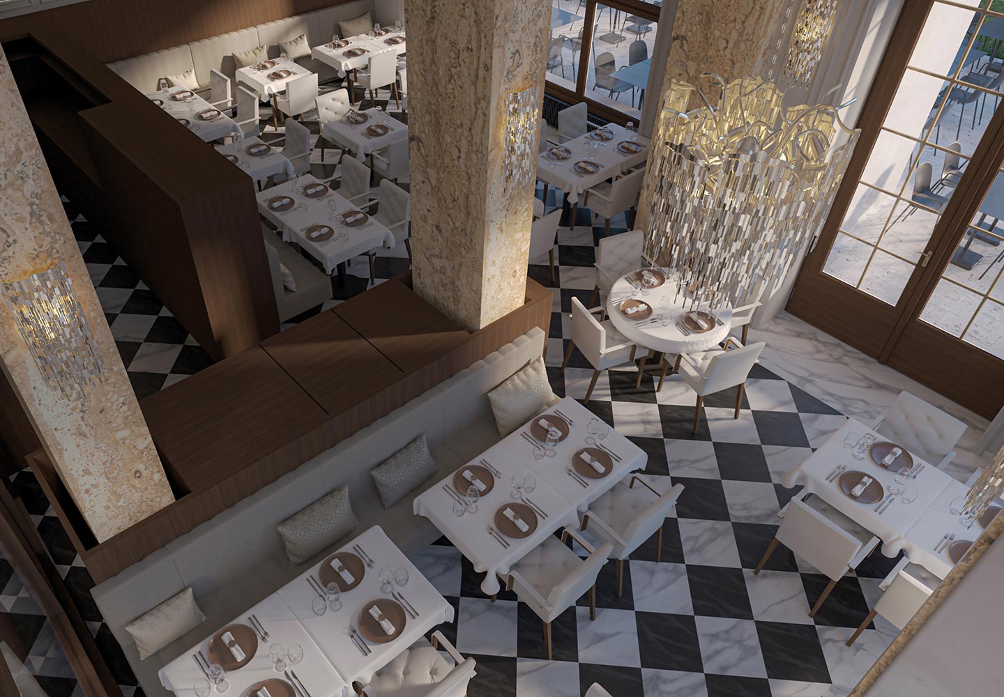 Blick von oben aufs Klingler's Ristorante Luzern